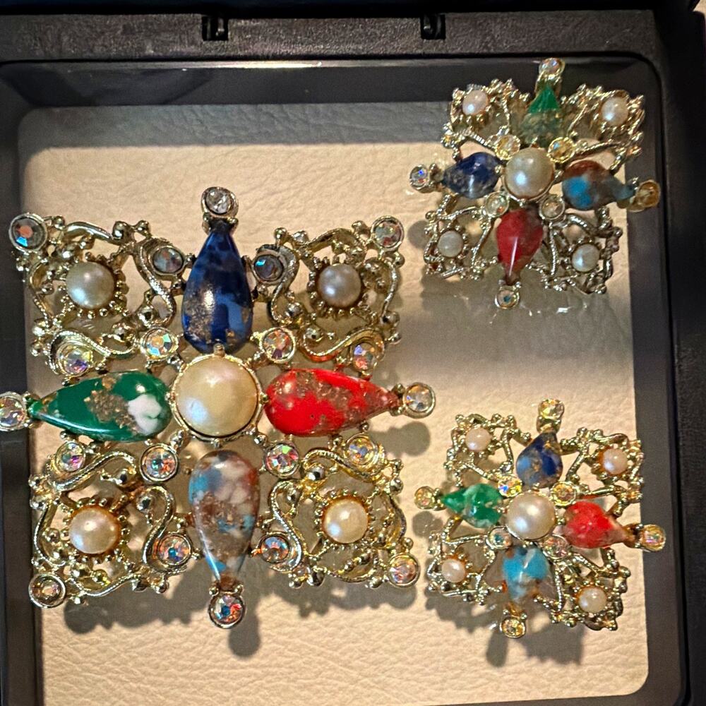 Vintage Sarah Coventry Galaxy Large Brooche/Pendant with Clip on Earrings 1962